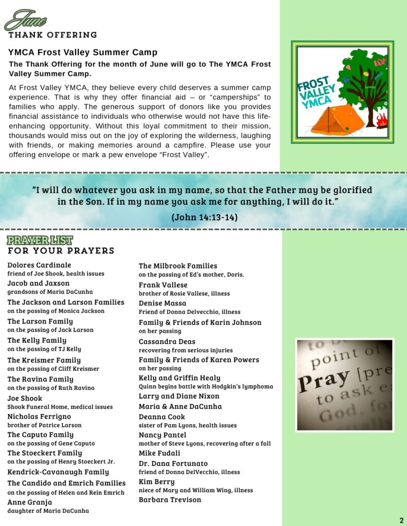 Community Church of Cedar Grove Newsletter June 2025