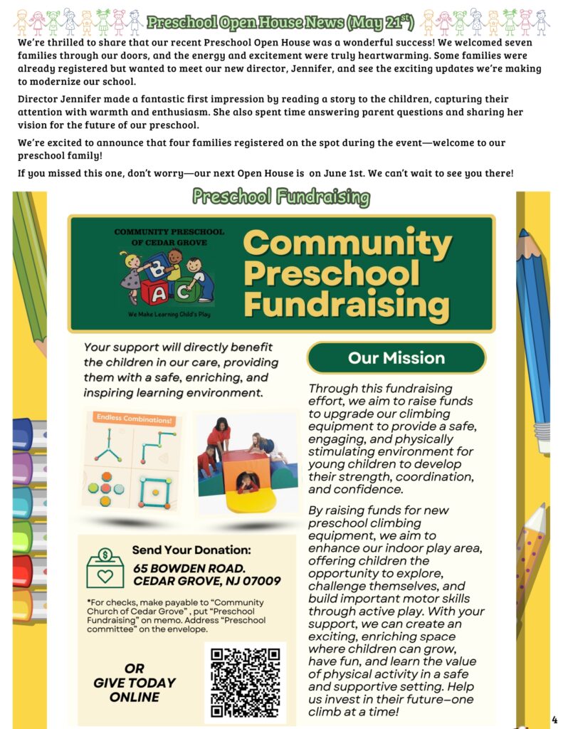 Community Church of Cedar Grove Newsletter June 2025