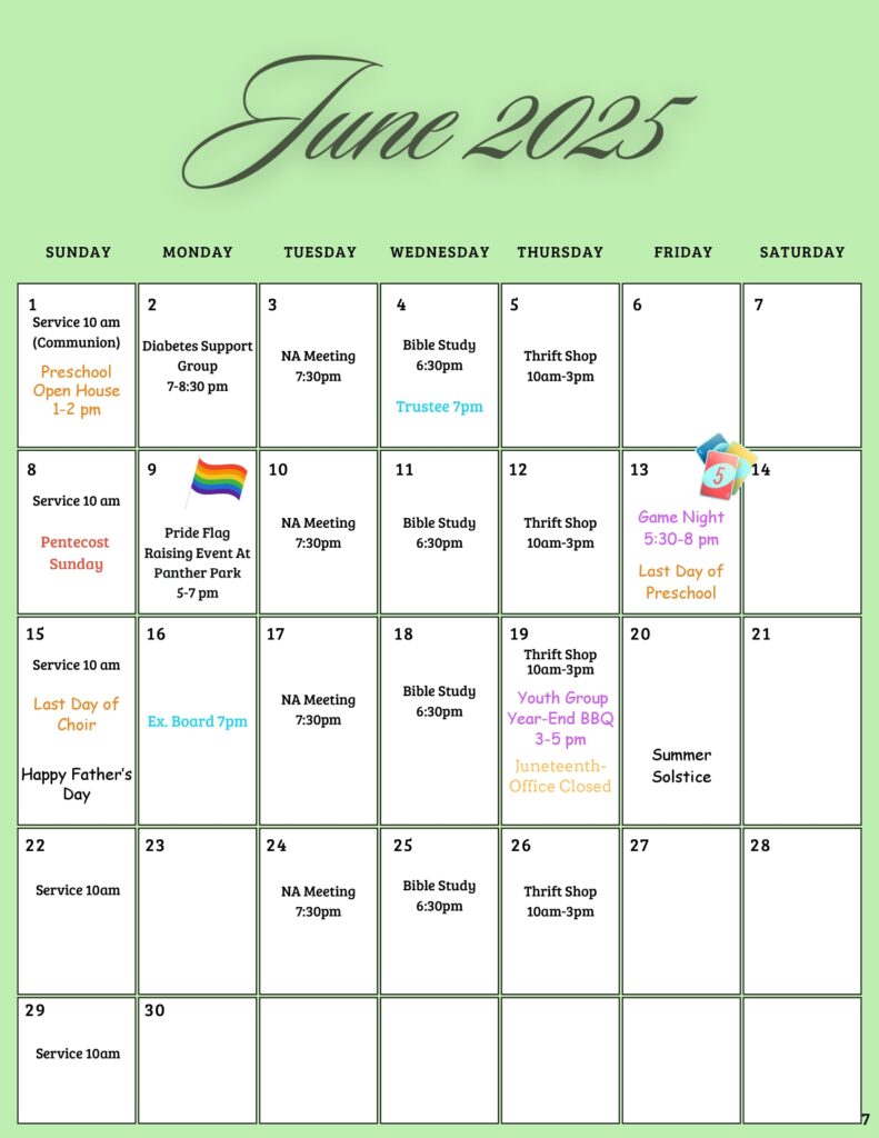 Community Church of Cedar Grove Newsletter June 2025