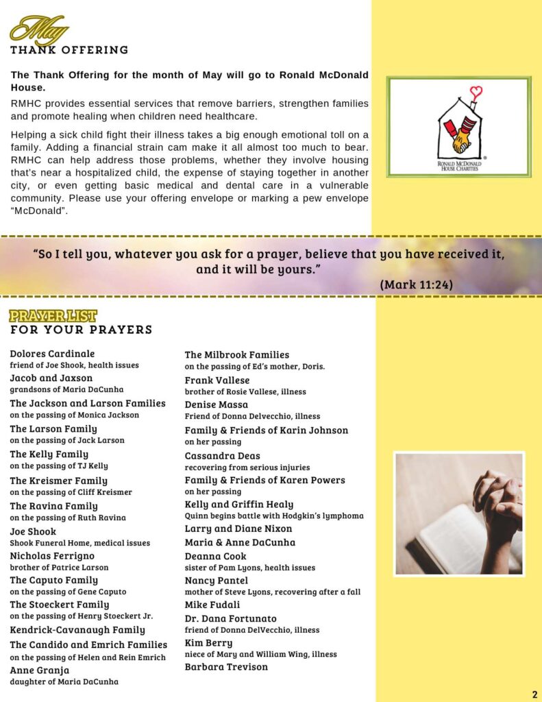 Community Church of Cedar Grove Newsletter May 2025
