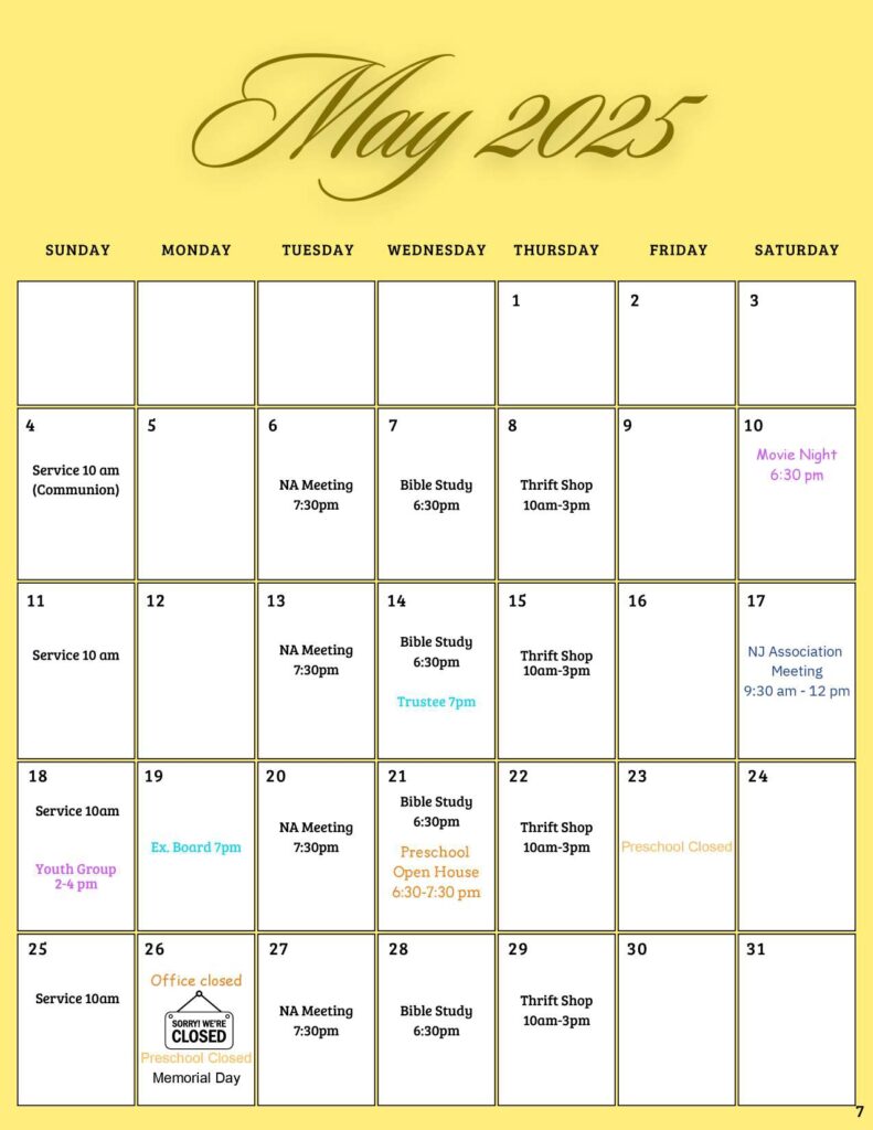 Community Church of Cedar Grove Newsletter May 2025