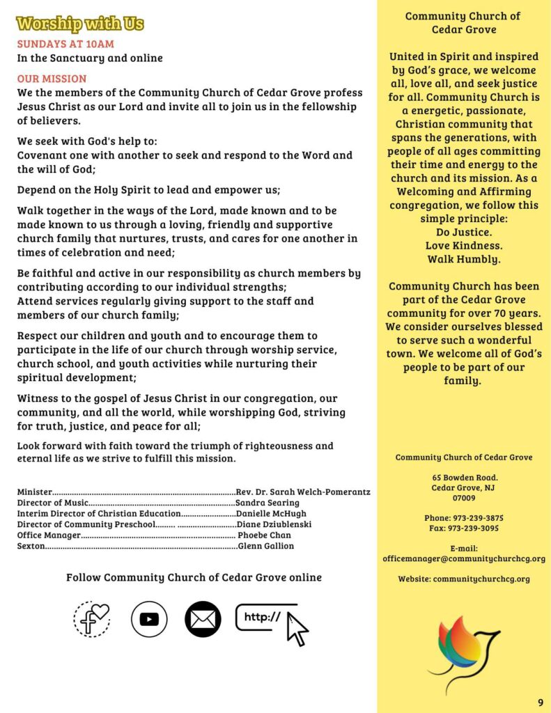Community Church of Cedar Grove Newsletter May 2025