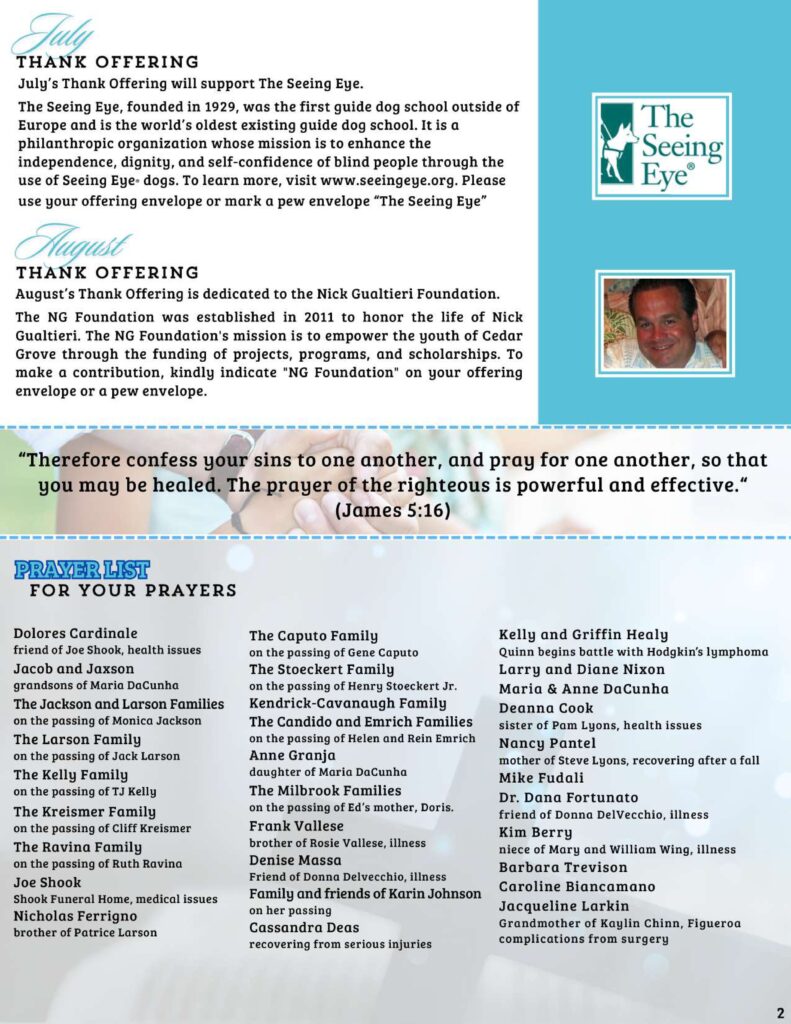 Community Church of Cedar Grove Newsletter July/August 2025