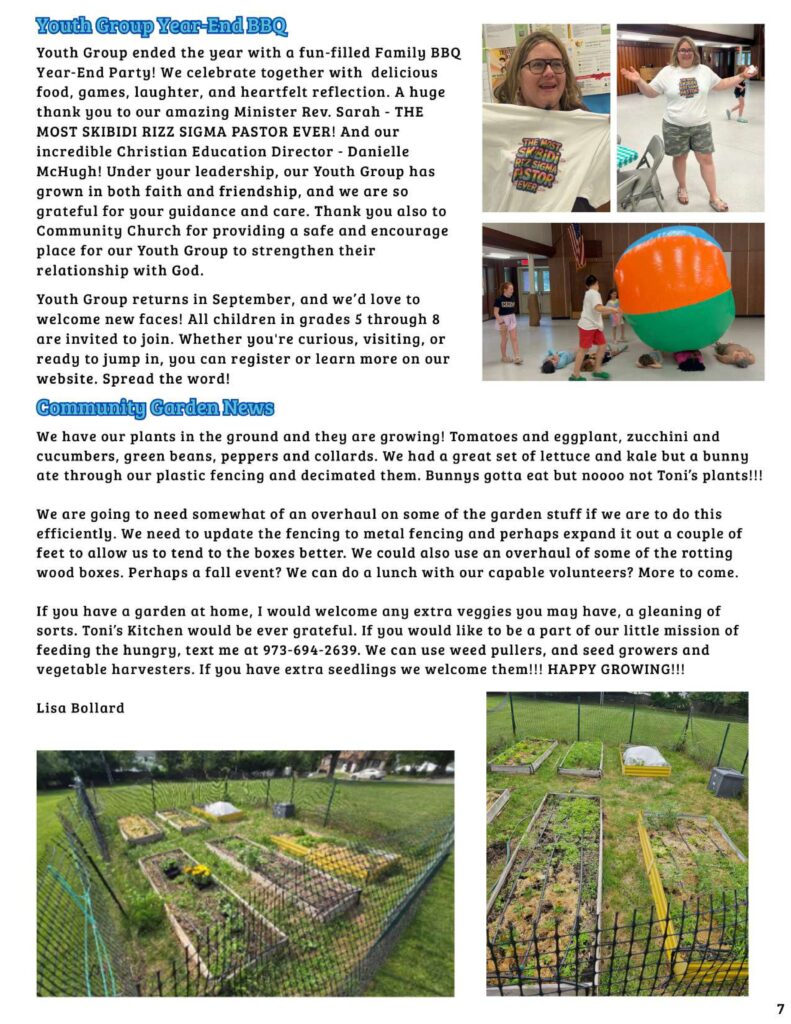 Community Church of Cedar Grove Newsletter July/August 2025