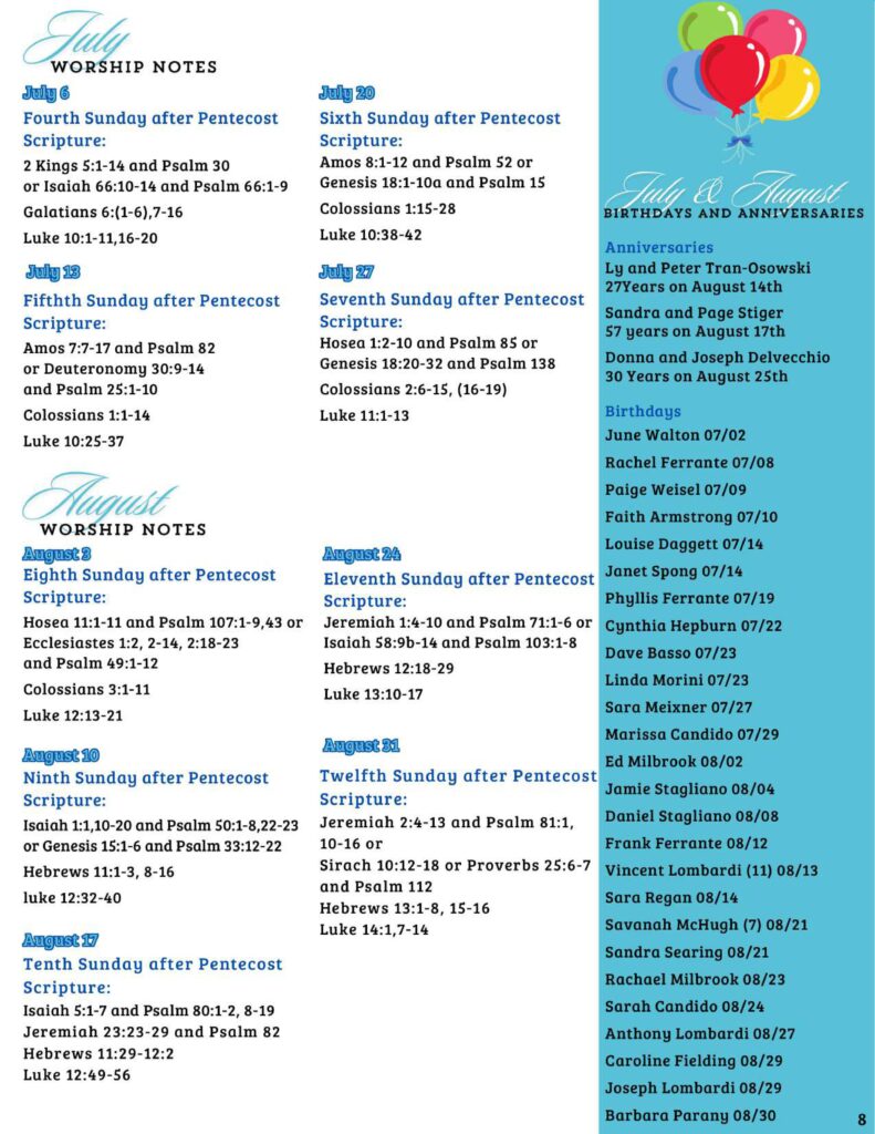 Community Church of Cedar Grove Newsletter July/August 2025