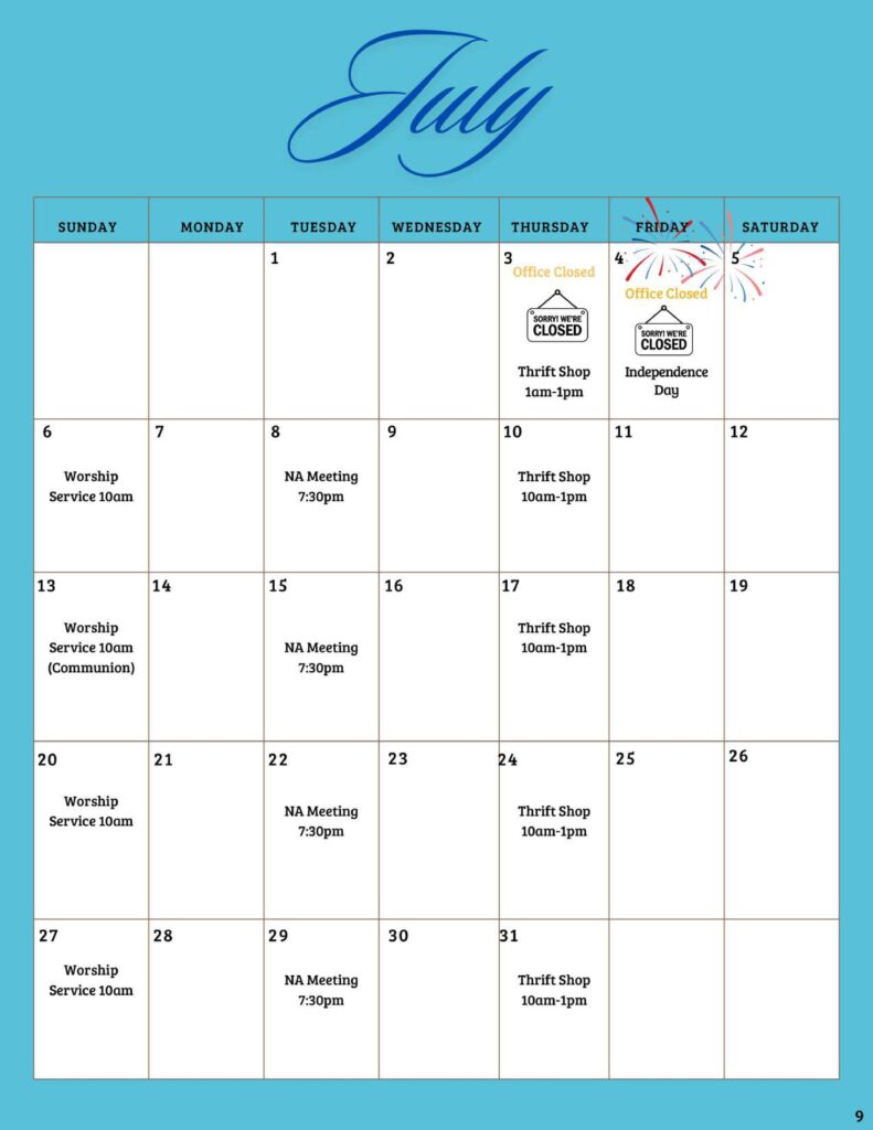 Community Church of Cedar Grove Newsletter July/August 2025