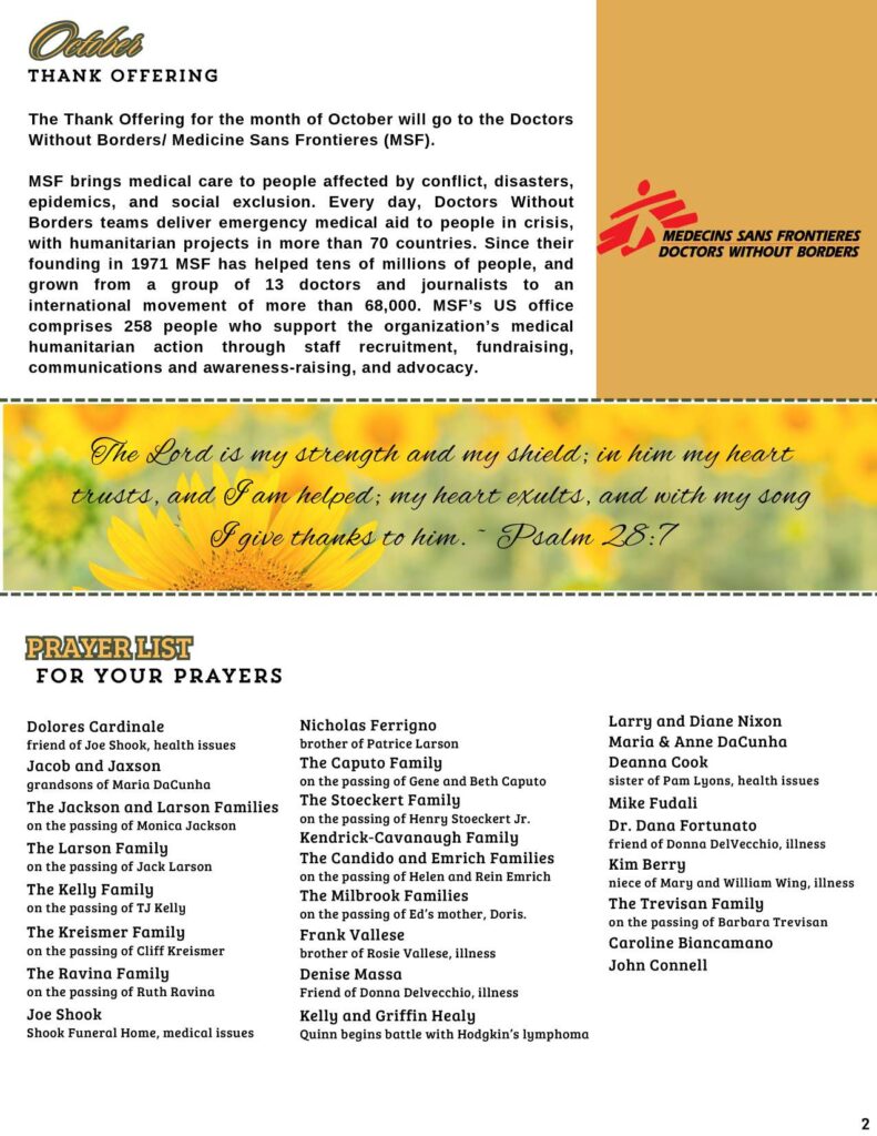 Community Church of Cedar Grove Newsletter October 2025