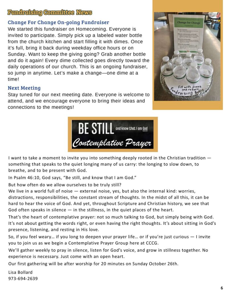 Community Church of Cedar Grove Newsletter October 2025