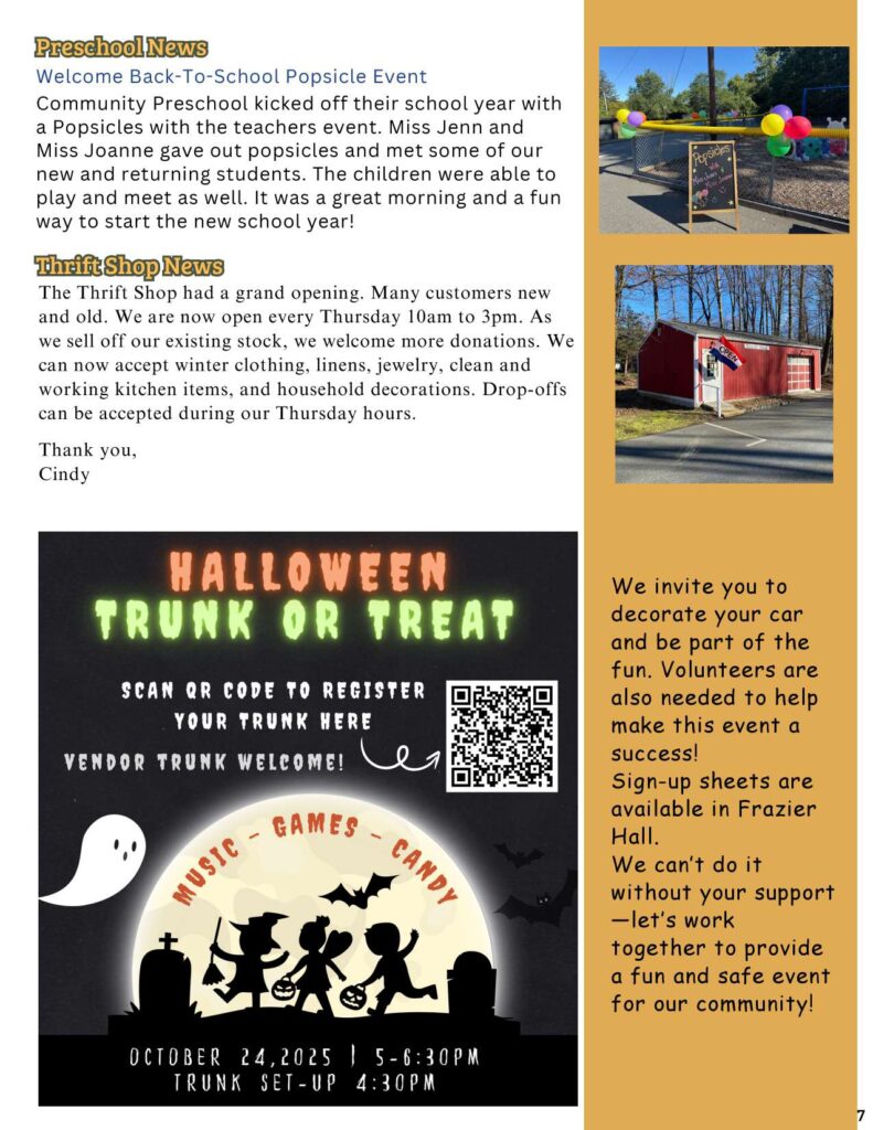Community Church of Cedar Grove Newsletter October 2025