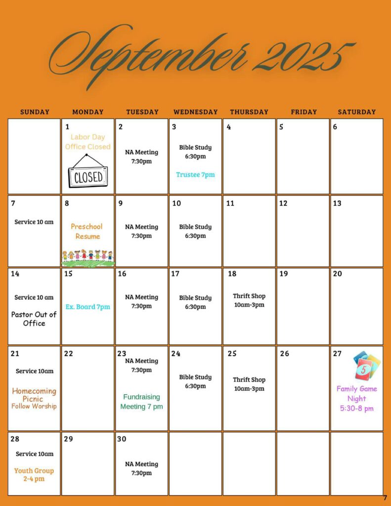 Community Church of Cedar Grove Newsletter September 2025