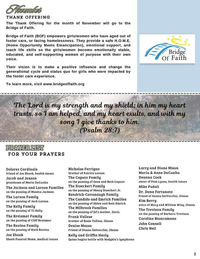 Community Church of Cedar Grove Newsletter November 2025