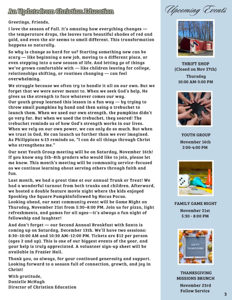 Community Church of Cedar Grove Newsletter November 2025