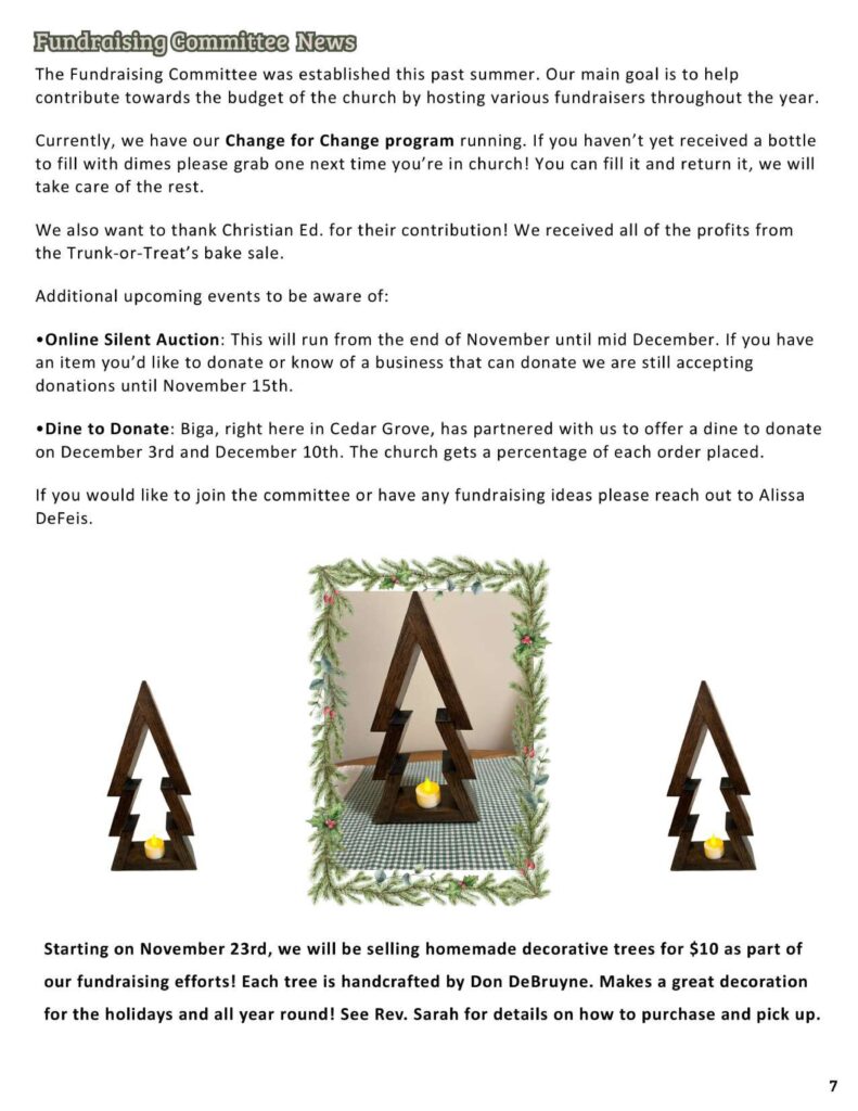 Community Church of Cedar Grove Newsletter November 2025