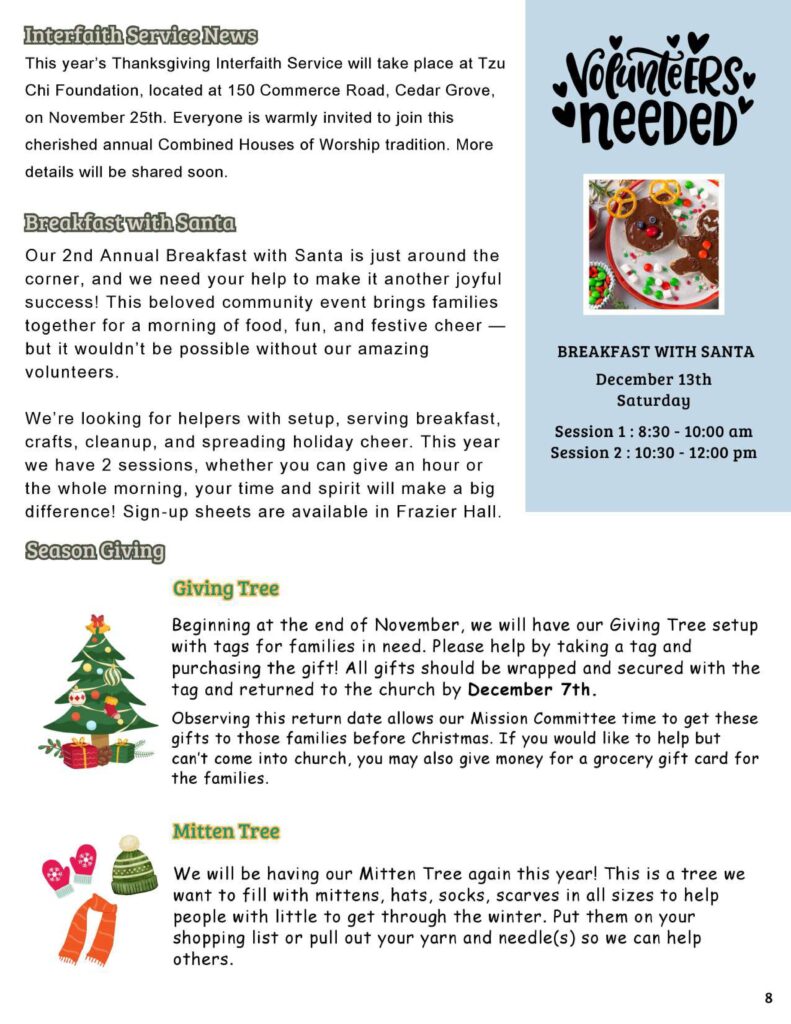 Community Church of Cedar Grove Newsletter November 2025