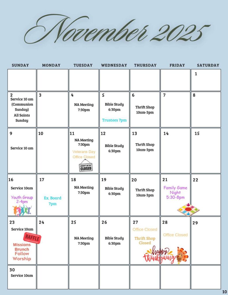 Community Church of Cedar Grove Newsletter November 2025