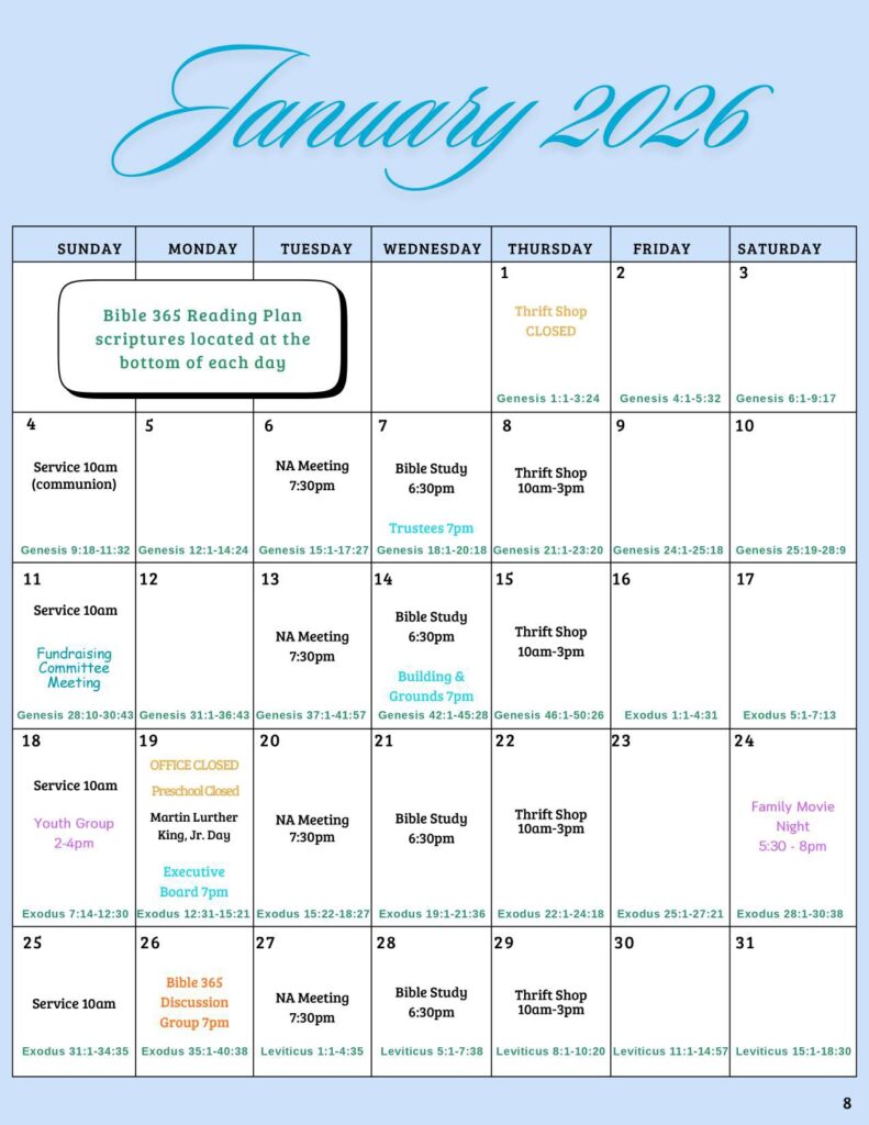 Community Church of Cedar Grove Newsletter January 2026